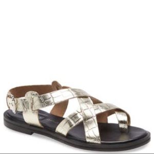 Topshop Paige Studded Gold Leather Sandals Sz 8.5